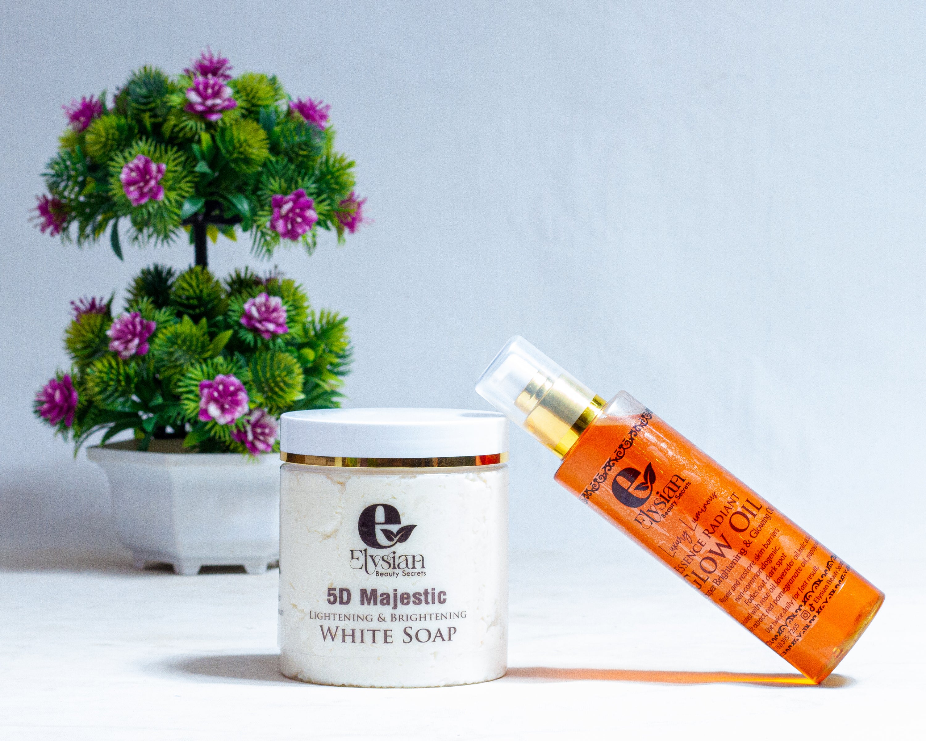 5D Majestic Lightning White Soap & Essence Radiant Glow Oil Bundle